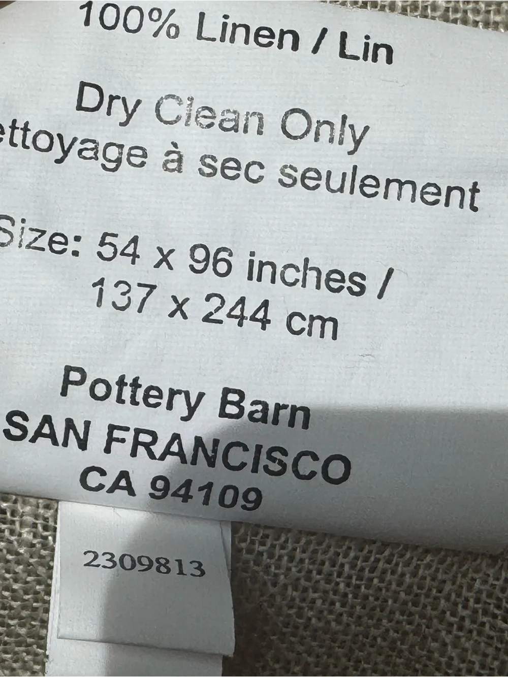 Pottery Barn 100% Linen set off 2 ~ Sheer Curtains 96”